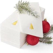 By Madee: 50 Pack PREMIUM Christmas Napkins Paper for Dinner or Christmas Hand T