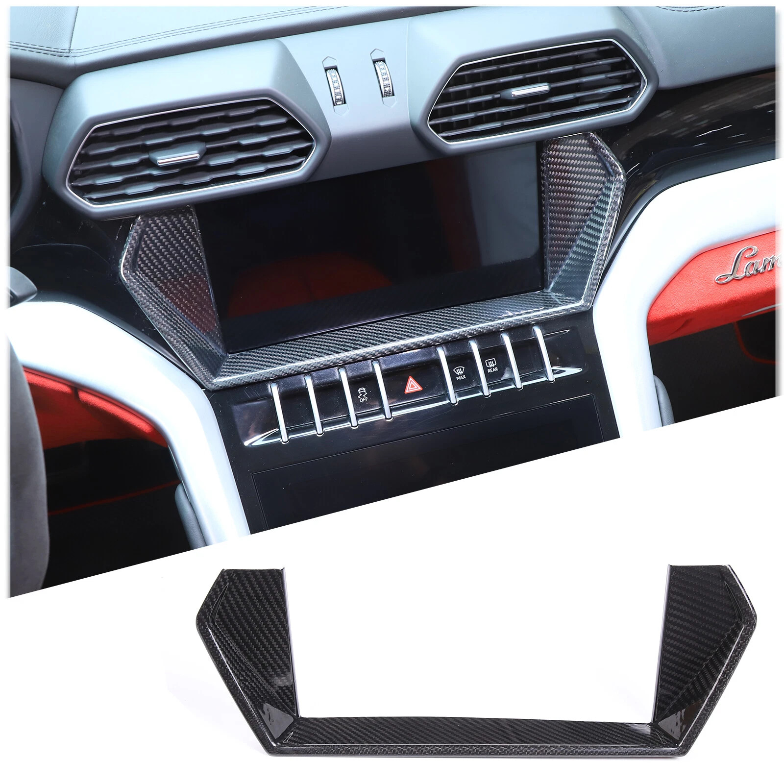 Real Carbon Fiber Navigation Screen Frame Trim  For Lamborghini URUS 2018-2025