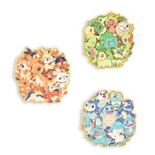 Pokemon Starter Type Enamel Pin Set Pikachu Charmander Squirtle Bulbasaur
