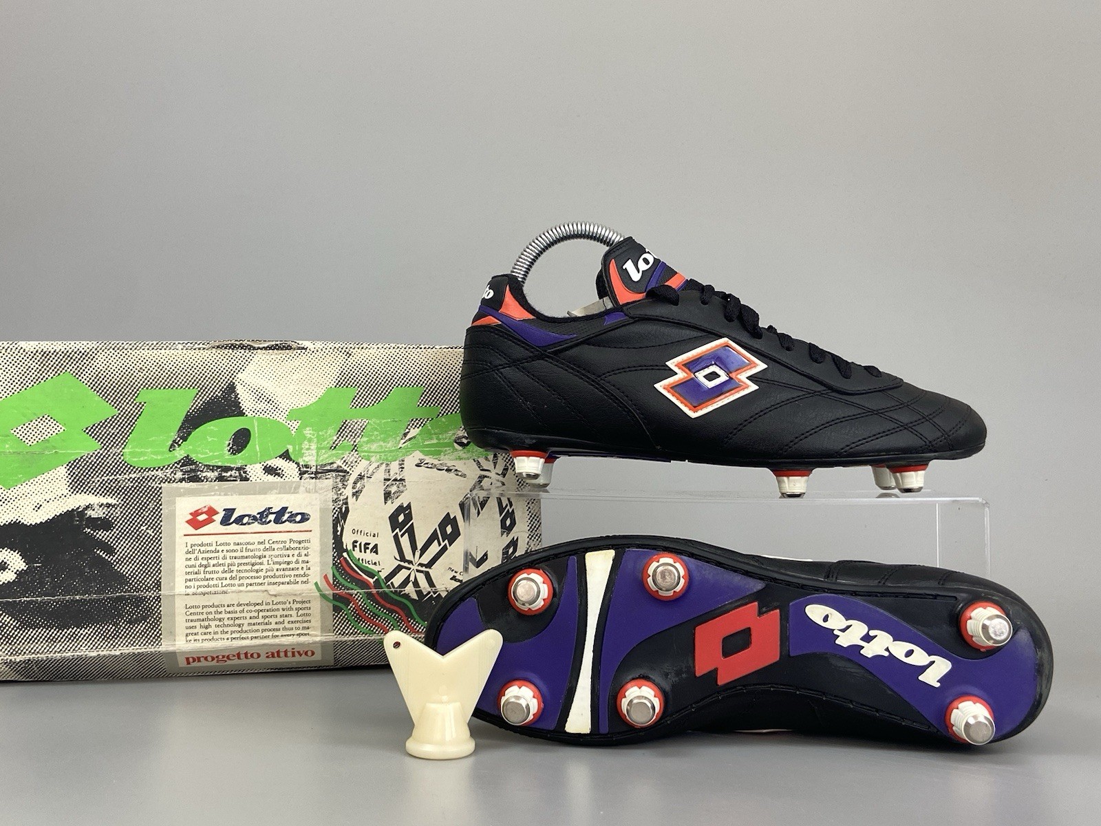 Scarpe da calcio ultra rare anni 70 80 Lotto Punta SG US 8 UK 7 tacchetti