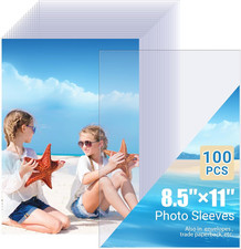 8.5X11 Soft Photo Sleeves 100 Pack Top Loading Clear Paper Sleeves Protector