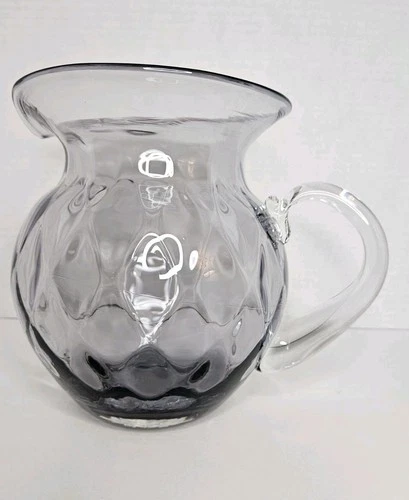 Blenko Glass 9905 Optic Pitcher In Lavender, 2006 signed by Richard Blenko