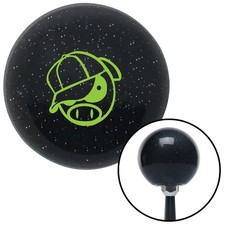 Green Rally Pig Black Metal Flake Shift Knob W M16x1.5 Insert Shifter Auto