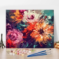 Chrysanthemum Flower Paint by Number for Adults DIY Canvas Home Art Decor Set