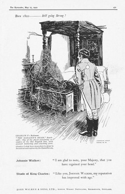 JOHNNIE WALKER WHISKY Ghost of King Charles - Antique Advertisement 1922