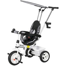 HOMCOM 6 in 1 Kids Tricycle w/ Removable Handle for 1.5+ year, White