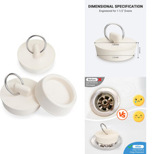 3 Pack Rubber Drain Stopper for 1-1/2 Inch Sink  Bathtub