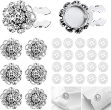 6 Pcs Rhinestone Crystal Button Covers Set,  Detachable Clip-On Buttons Jewelry 