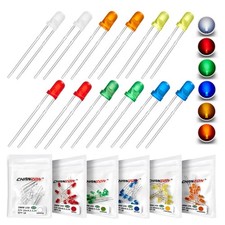 3mm LED Diode Lights Assortment Kit 60 pcs 6 colors x 10 pcs Pack Diffused ...