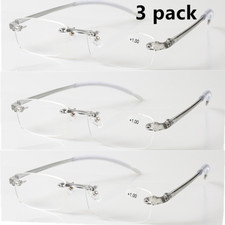 3 Pack Reading glasses Ultralight Elastic TR90 Rimless Reader 4.5 5.0 5.5 6.