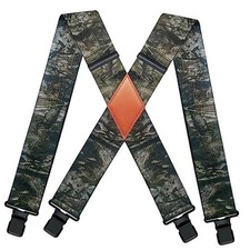 Camo Suspenders for Men - Heavy Duty One Size 2"/B1/Camo Green/Black Clips