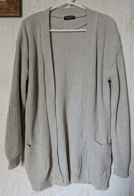 Damen Strickjacke AnyBody beige mit Goldfaden vorne offen Größe L