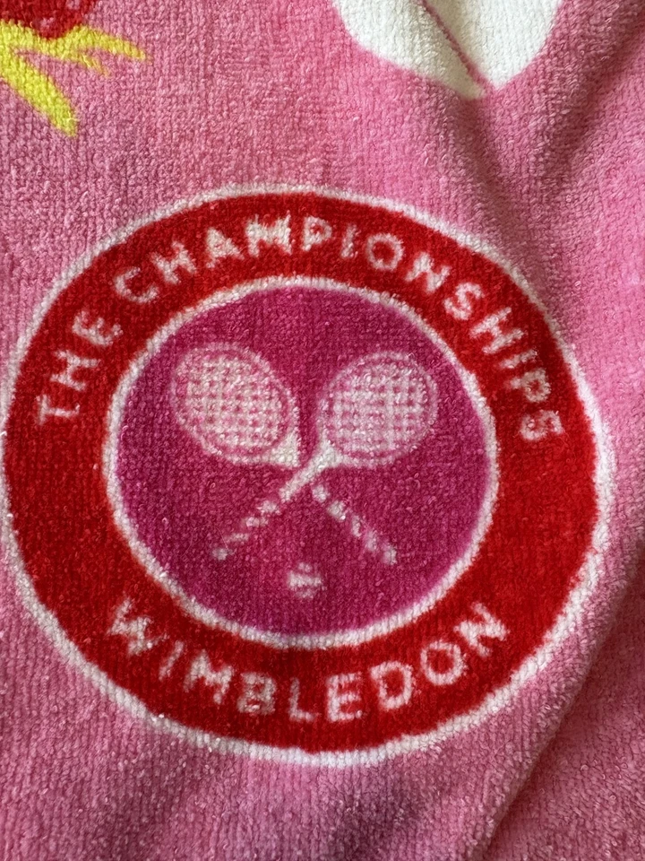 Toalla de Playa Tenis Fresa Campeonato Wimbledon Oficial Damas Rosa RARA Foto 3 de 4