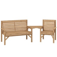 Outsunny 3-Piece Wooden Garden Furniture Set with Detachable Tray Table