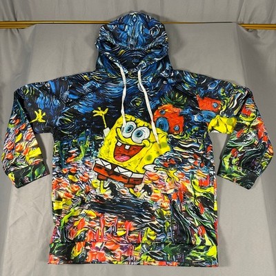 SpongeBob SquarePants Starry Night Van Gogh All Over Print Hoodie Mens Large