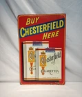 Vintage Embossed Chesterfield Cigarettes Metal Sign 1950s Tin Lithograph NOS