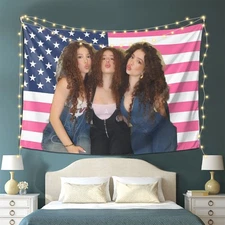 Kalogeras Sisters USA Flag Tapestry Wall Hanging - Patriotic Girls & Stars Desig