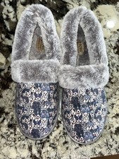 SKECHERS WOMEN'S Bob SLIPPERS, Dog print grey Memory Foam Sz. 6 U.S.