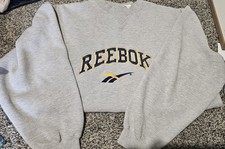 Vintage Reebok Crewneck Sweatshirt Large Gray Embroidered Spellout Vector Logo