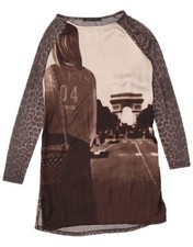 ZARA Womens Paris Basic Dress UK 10 Small Brown Animal Print Modern AC09