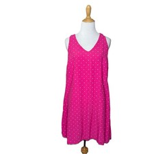 Loft Petites Dotted Criss Cross Back Swing Dress Pink White Size Medium MP