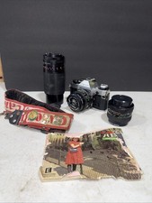Canon AE-1 Program 35mm SLR film camera with 3 Lenses-Strap -Manual