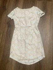 Mini Dress Small White Lace Lined Cocktail Party Easter Spring Cutout Dress