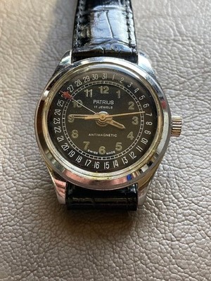 PATRUS Pointer Date Hand Wind Swiss Watch Case Thirty One Point Five Mm