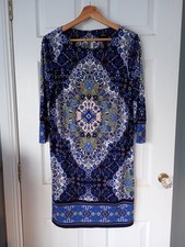 Image of M&Co Floral Blue Dress Size 10 BNWOT