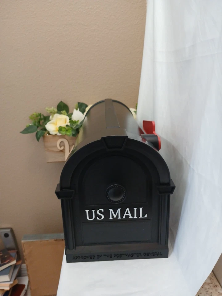 Postal Pro Post-Mount Mailbox US Mail Black Postal Mail Box Large Non Rust 19.5” - Image 2 of 4