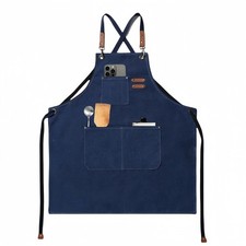 Adjustable Canvas Work Apron with Cross Back Straps for Kitchen Workshop