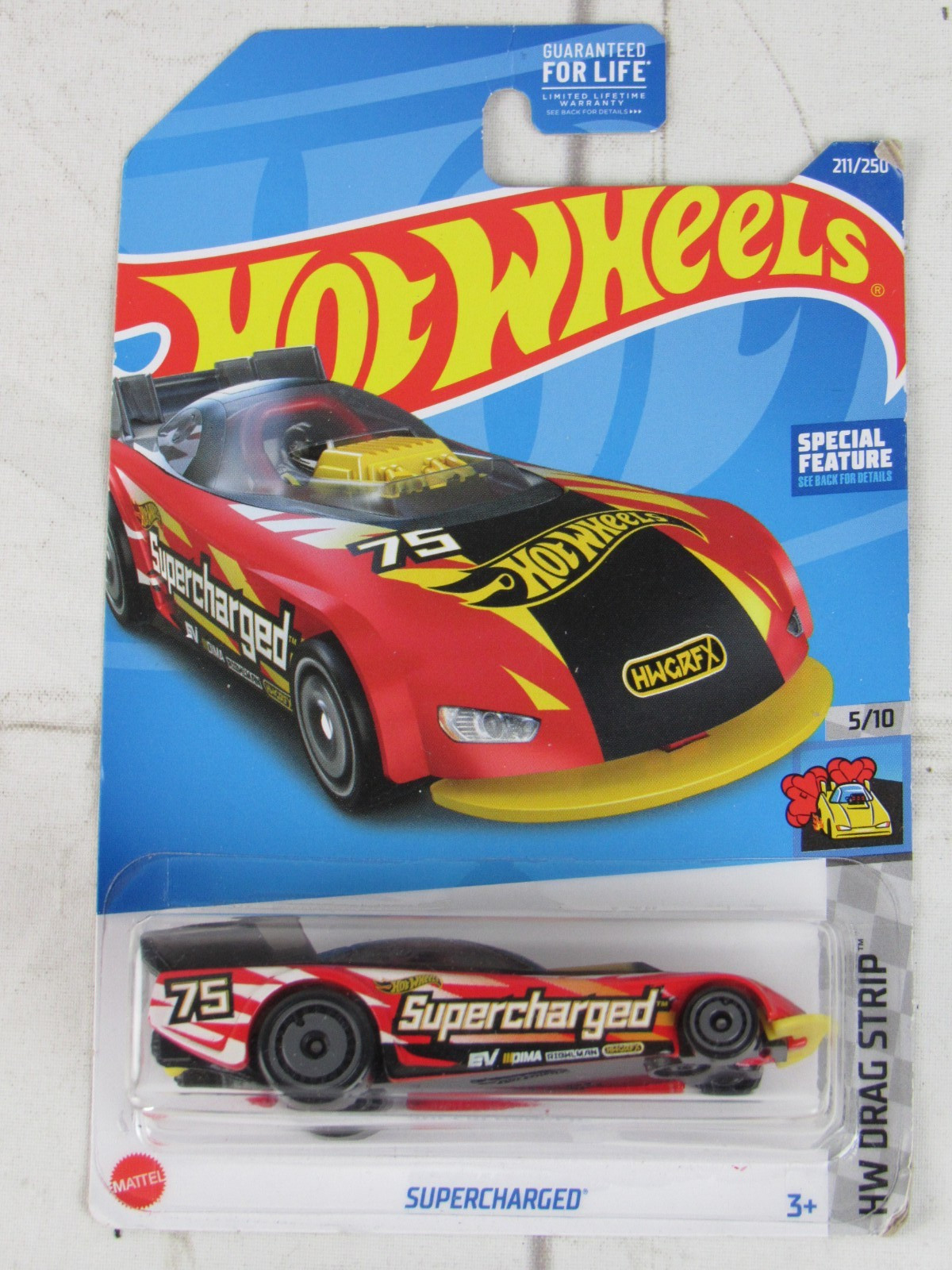 Hot Wheels 2022 Supercharged #211 HW Drag Strip 5/10 Red