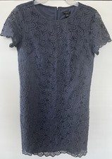 NWT Ann Taylor Loft  Navy Blue Lace Overlay Dress  Size 0P Cap Sleeves