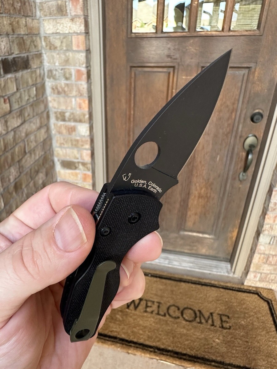 Custom Spyderco Knives Lil Native Black G-10 S30V Black Blade