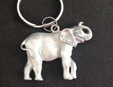 Pewter ELEPHANT Good Luck Fortune Silver Metal Figurine Keychain Y