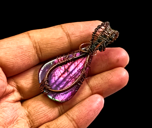 Tree Labradorite Pendant Copper Wire Wrapped Pendant Handmade Copper Jewelry - Picture 3 of 5