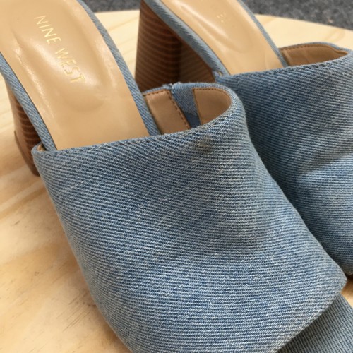 Nine West Sandals Womens 7.5 M Wylow Slide Blue Casual Open Toe Comfort Block - Foto 5 di 18