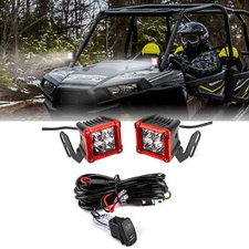 WEISEN 40W 3'' LED Spot Pods+A-Pillar Mounts+Wire For Polaris RZR XP 1000 14-23