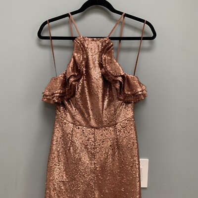 c/meo collective sequin dress C/MEO Collective Illuminated Sequin Midi Dress Copper S
