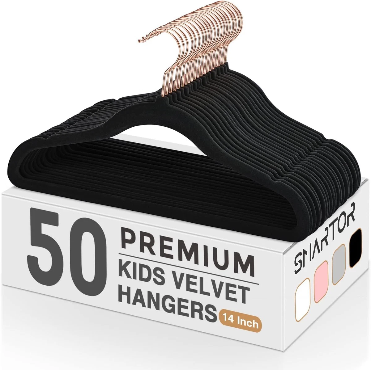 Smartor Kids Velvet Hangers 50 Pack, 14'' Inch Premium Non Slip Kids Felt  Hanger