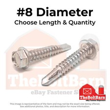  8 Stainless Unslotted Hex Washer Self Drilling Screws Choose Length  Qty 
