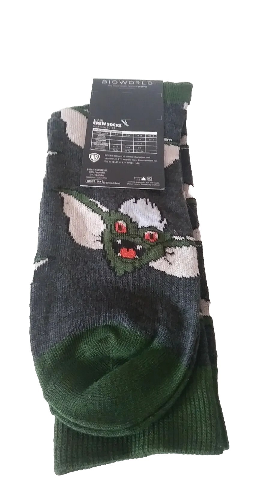 Gremlins Crew Socks Size 10/13 By Bioworld Spike Warner Bros WB-image
