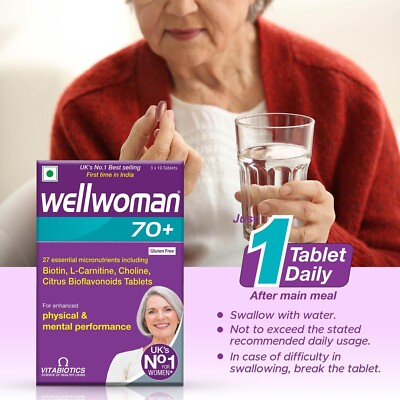 WELLWOMAN 70+ Multivitamins For Women 30tabs Mental Health,Improve,Energy Levels