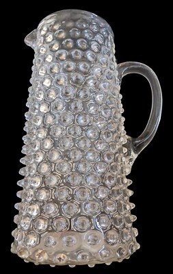 Antique Hobnail Pitcher Decanter, Brilliant Mold Blown Flint ~1840 - Tall 10''