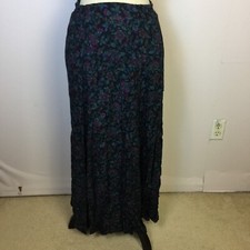 Vintage Pendleton Midi Skirt Size 8 Womans Tall Blue Purple Floral Elastic Waist