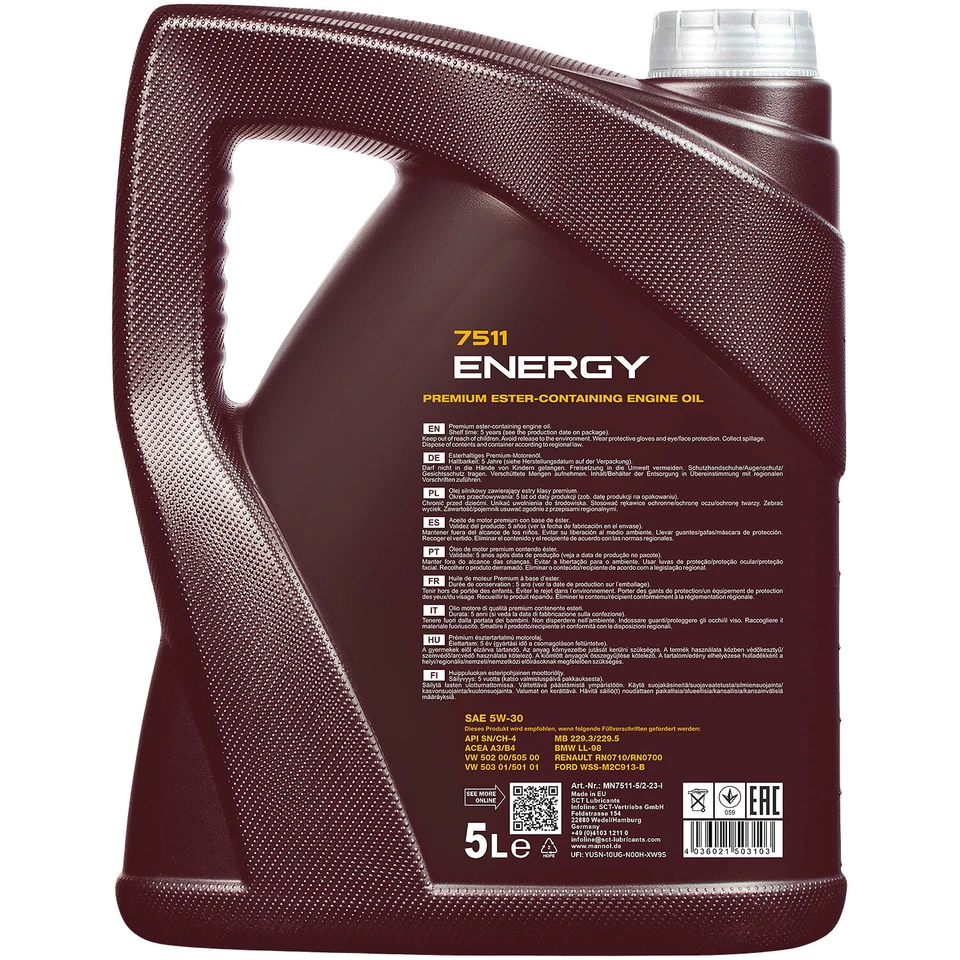 5 Liter MANNOL Energy 5W-30 Motoröl 502.00 505.00 ACEA A3 B3 MB229.5 BMW LL-98 - Bild 2 von 2