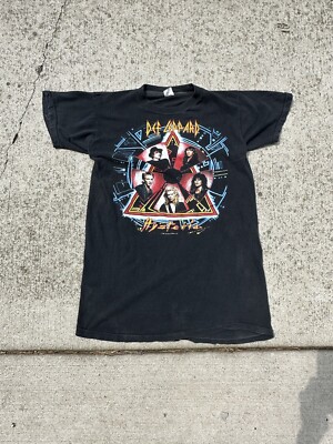 Vintage Def Leppard Hysteria Tour 1988 Shirt Size Medium Black 80s 