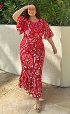 RHODE x Target Zinnia Linen Blend Floral Bell Sleeve Midi Dress Size XL / 17