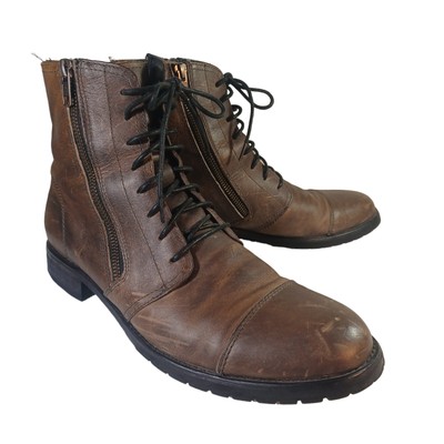 Bed Stu Distressed Leather Briwn Bryce Double Side Zip Boots  display picture 2