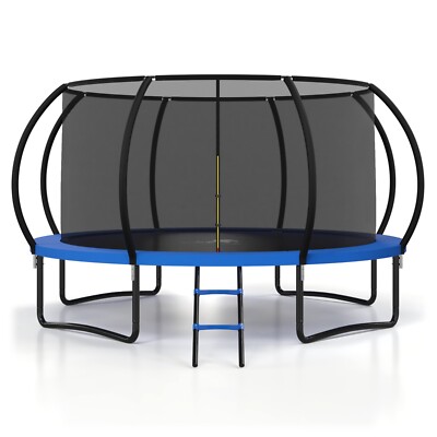 10/12/14/16 FT Outdoor Trampoline W/ Net and Ladder Trampoline for Kids & Adult
